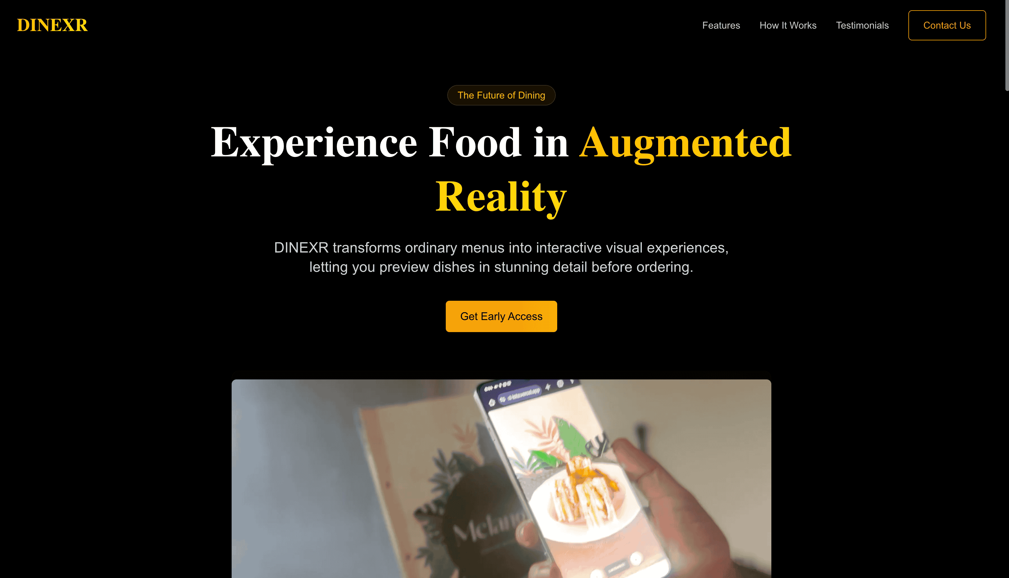 DINEXR: Real-Time 3D AR Menu Creation for Restaurants